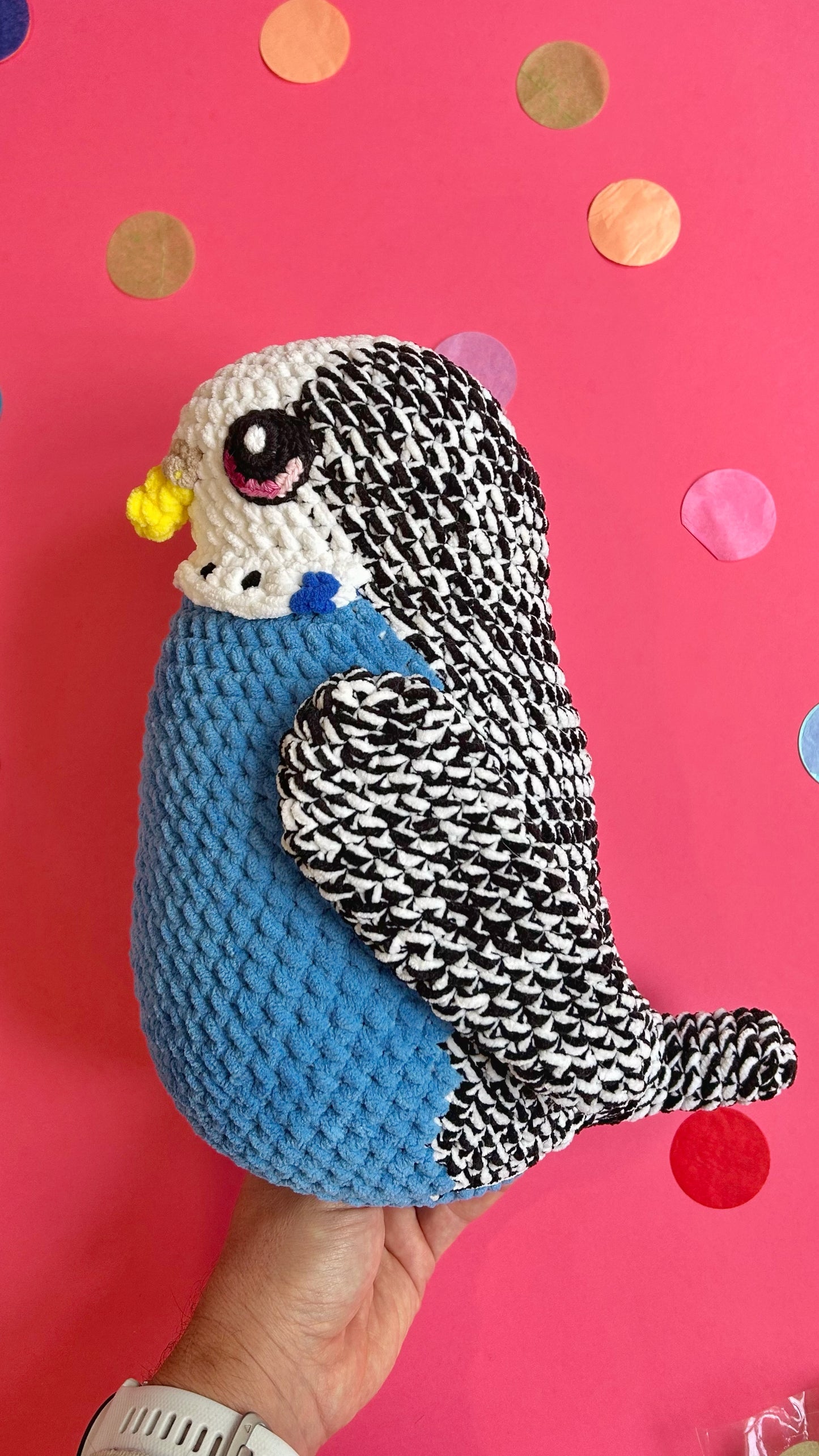 Blue budgie plushie