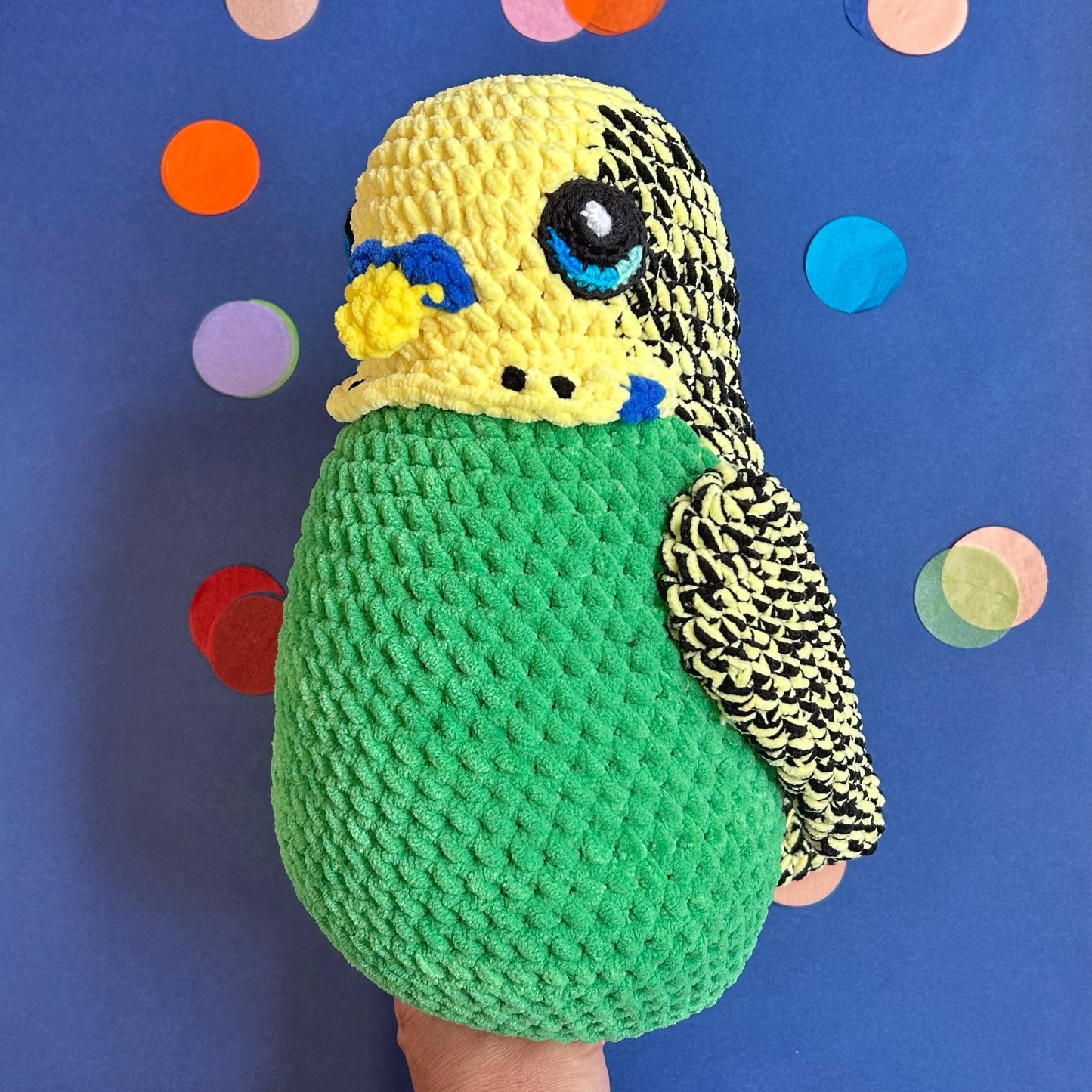 Green and yellow budgie plushie