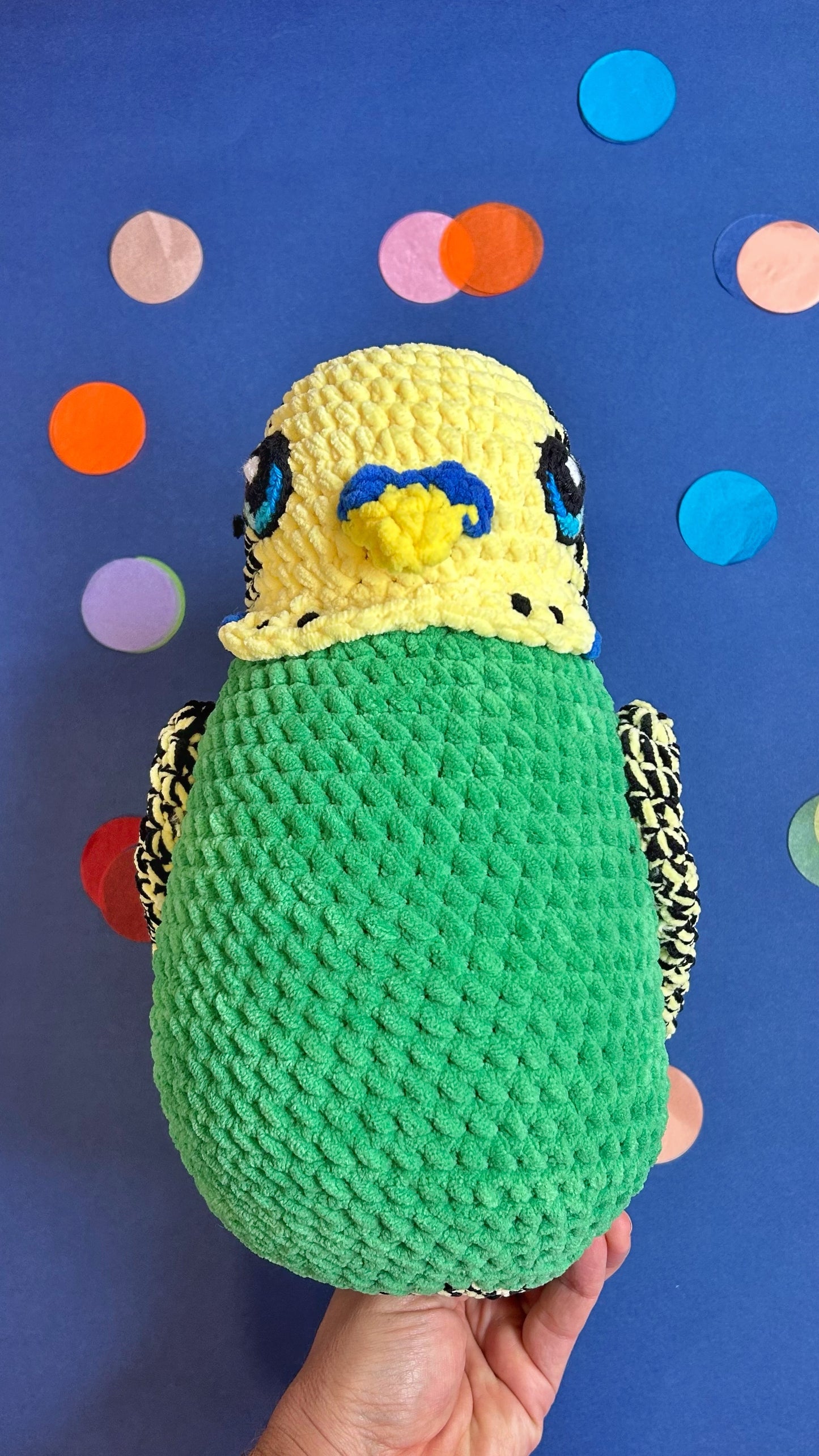Green and yellow budgie plushie