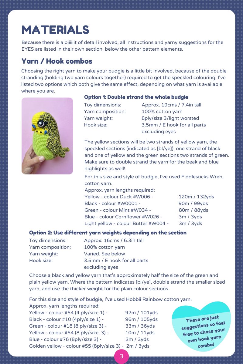 Digital crochet pattern - Budgie/Parakeet