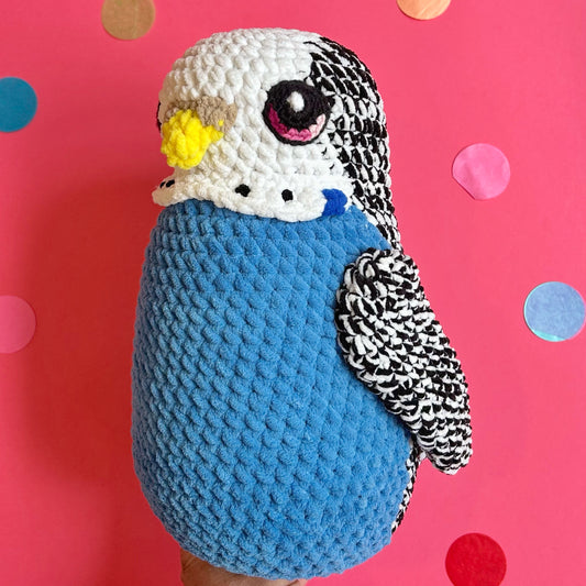 Blue budgie plushie