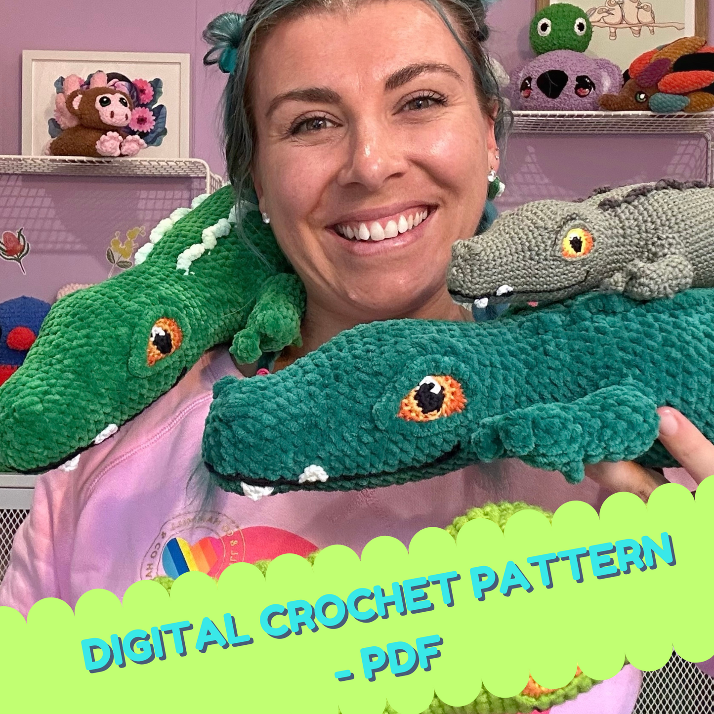 Digital crochet pattern -Crocodile