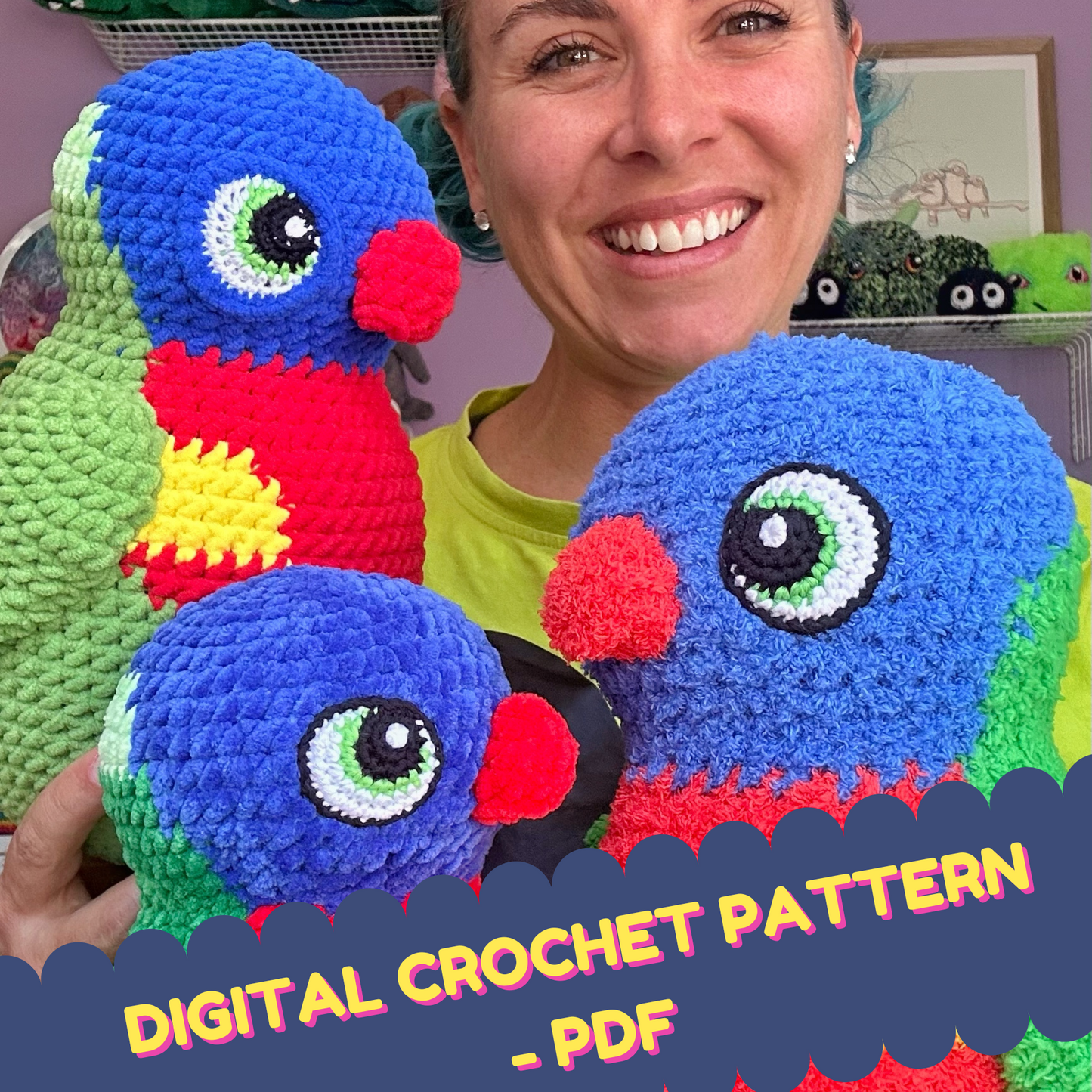 Digital crochet pattern - Rainbow Lorikeet