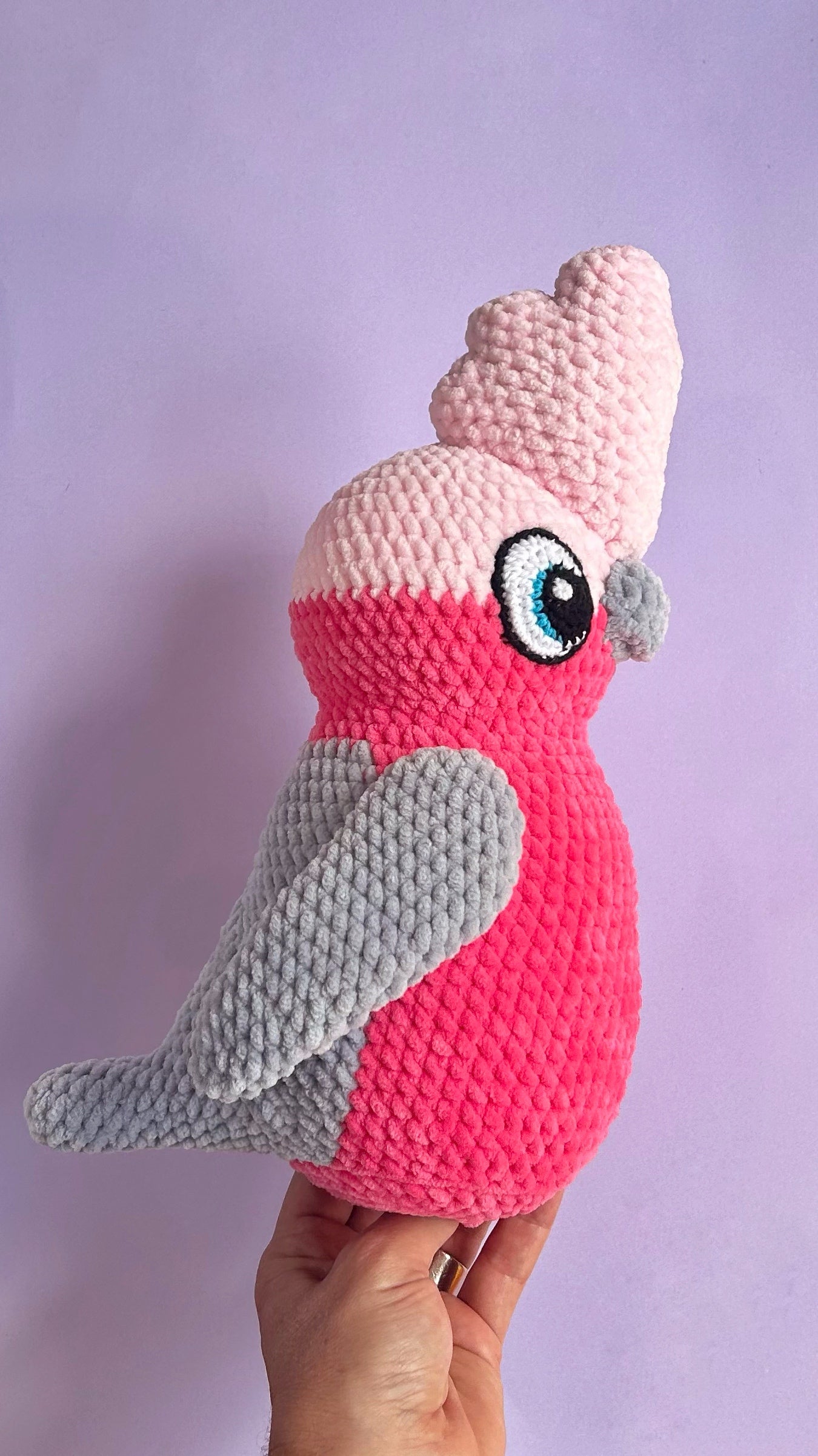 Galah bird plushie