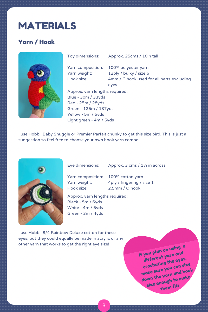 Digital crochet pattern - Rainbow Lorikeet