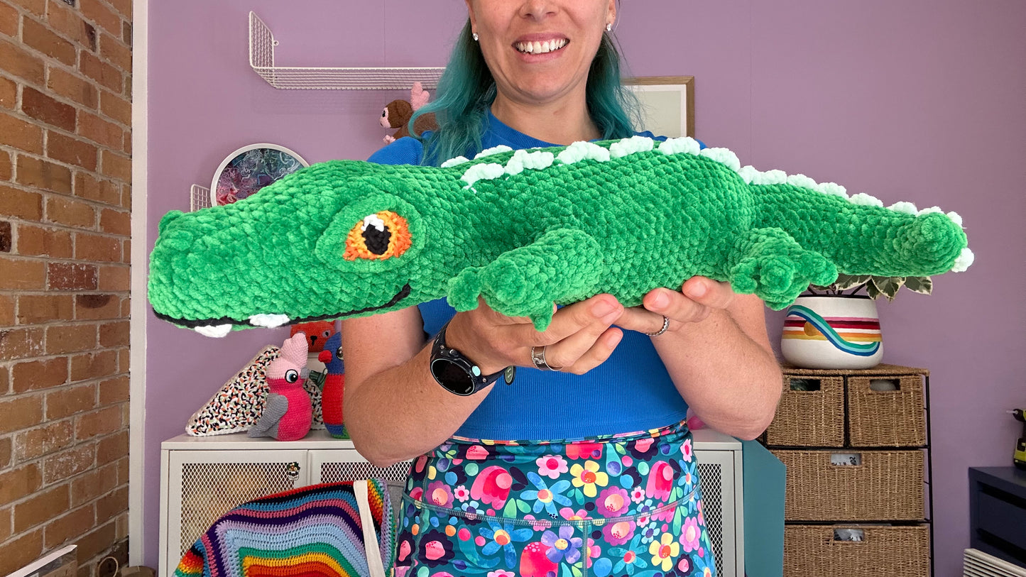 Two tone green plush Crocodile