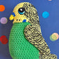 Green and yellow budgie plushie