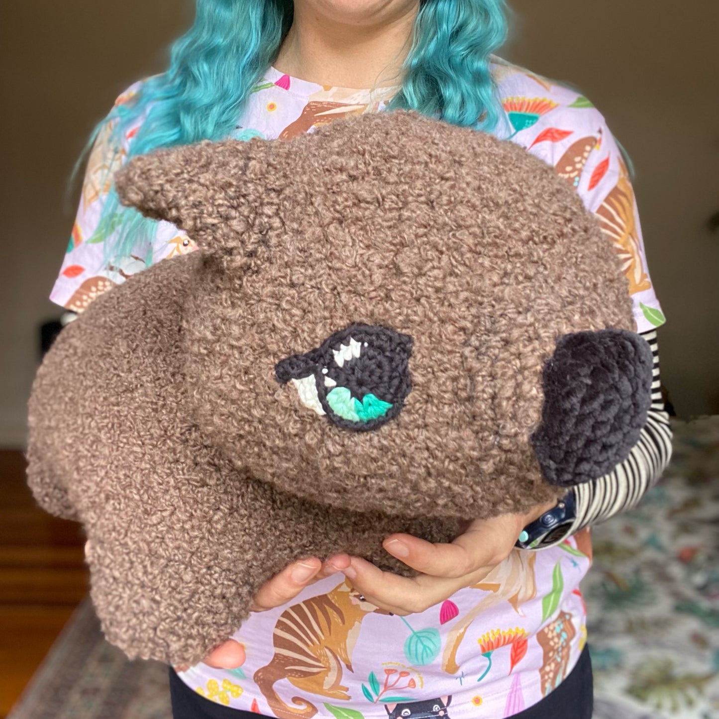 Large wombat plushie - Brown curly