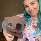 Large wombat plushie - Brown curly