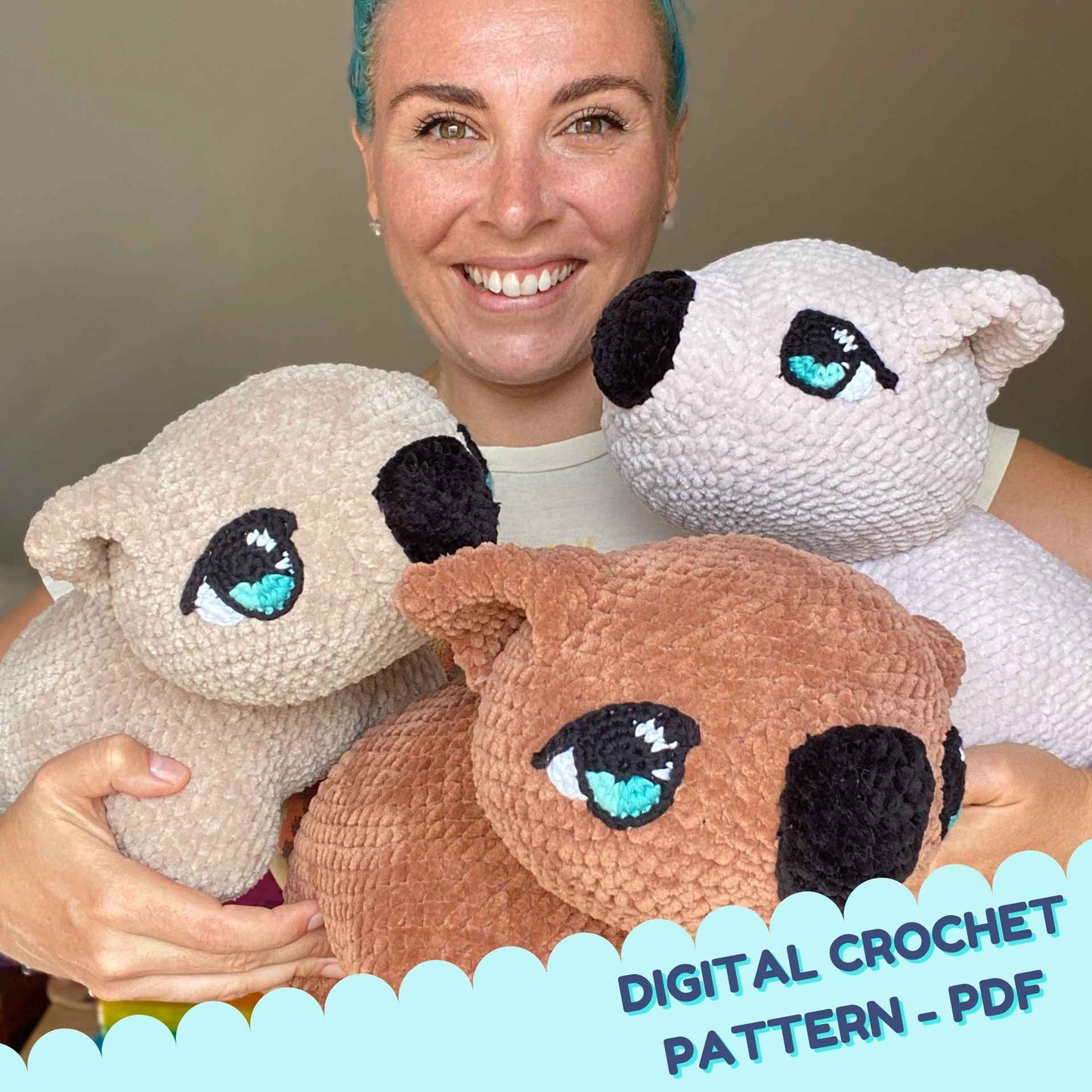 Crocheted wombats in neutral colours